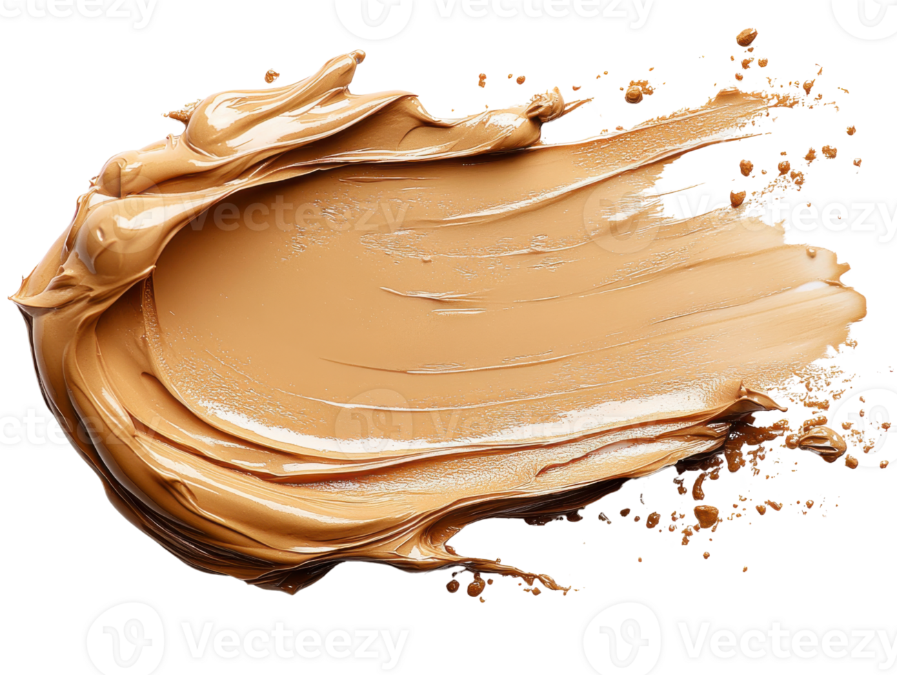 Creamy foundation swatch on transparency background, showcasing smooth texture and warm tone. png