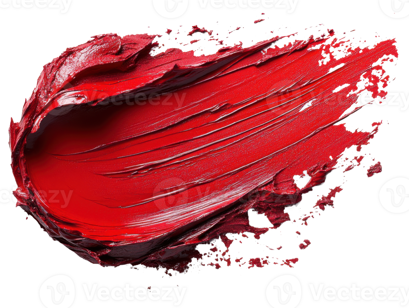 Vibrant red paint stroke on transparency background, showcasing texture and movement png