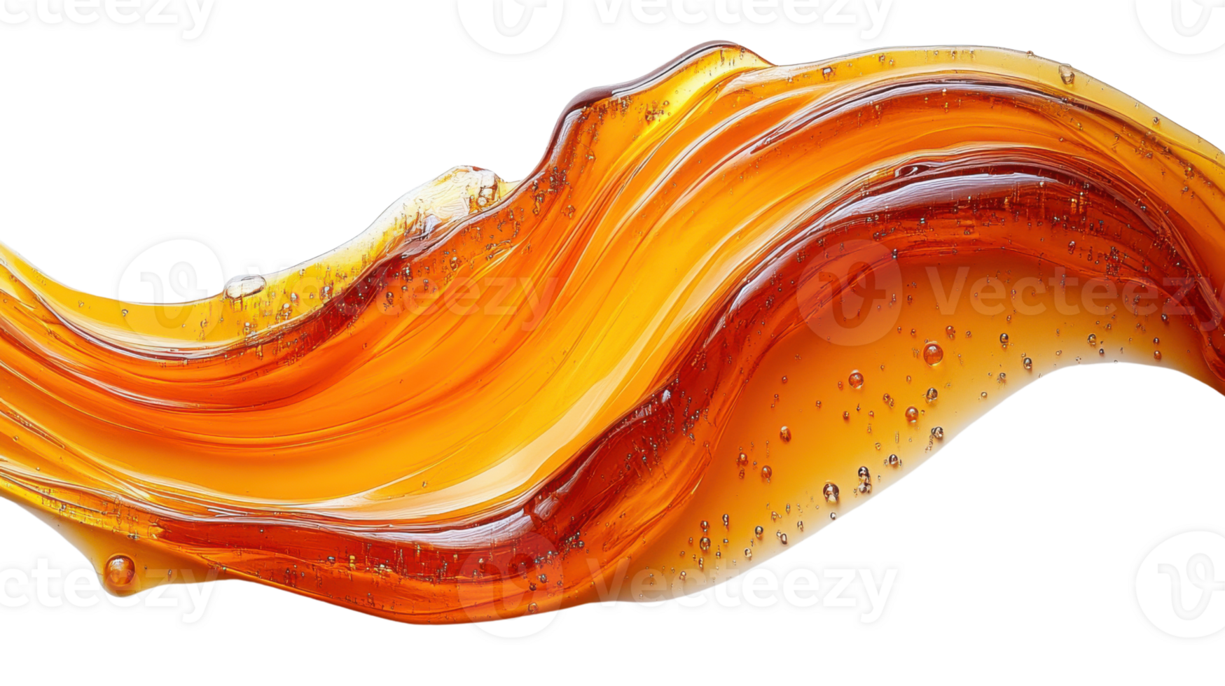 Smooth amber liquid with bubbles flowing gracefully png