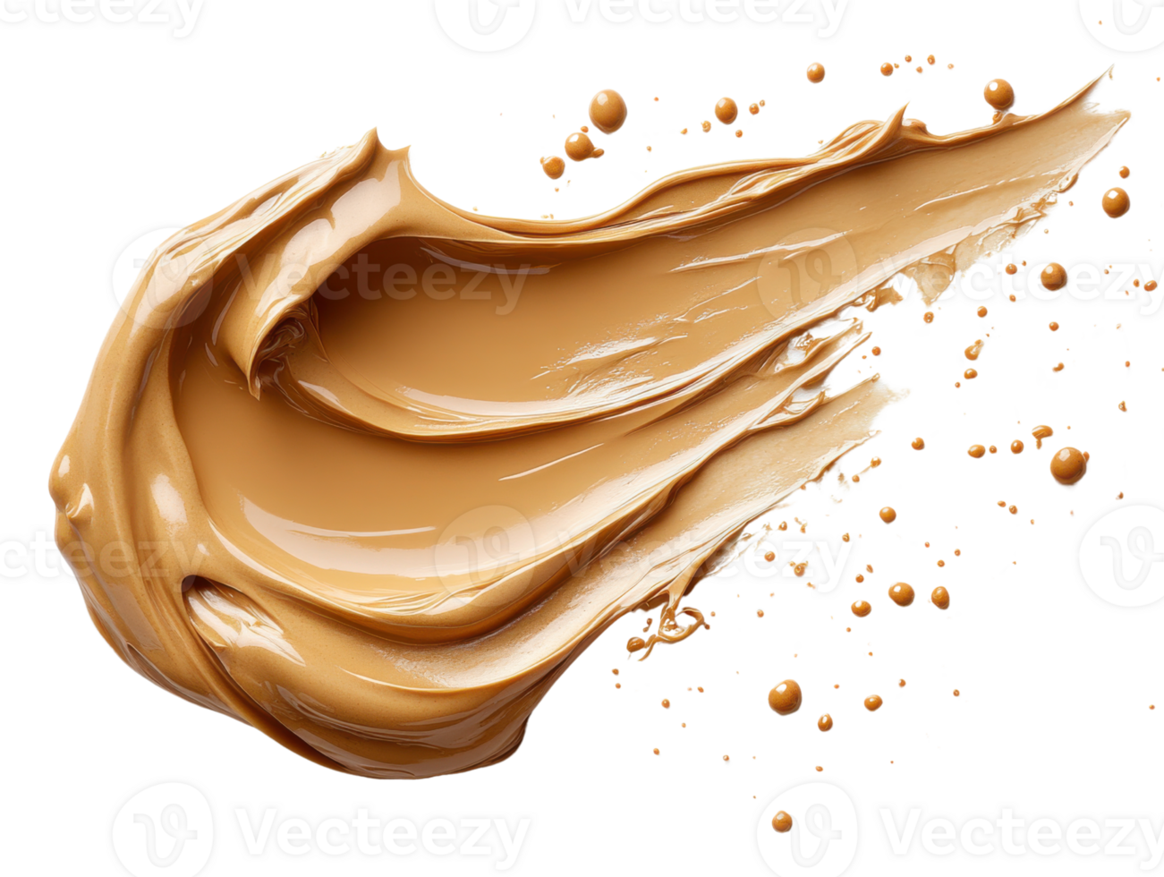 Creamy foundation swatch with splashes on transparency background png