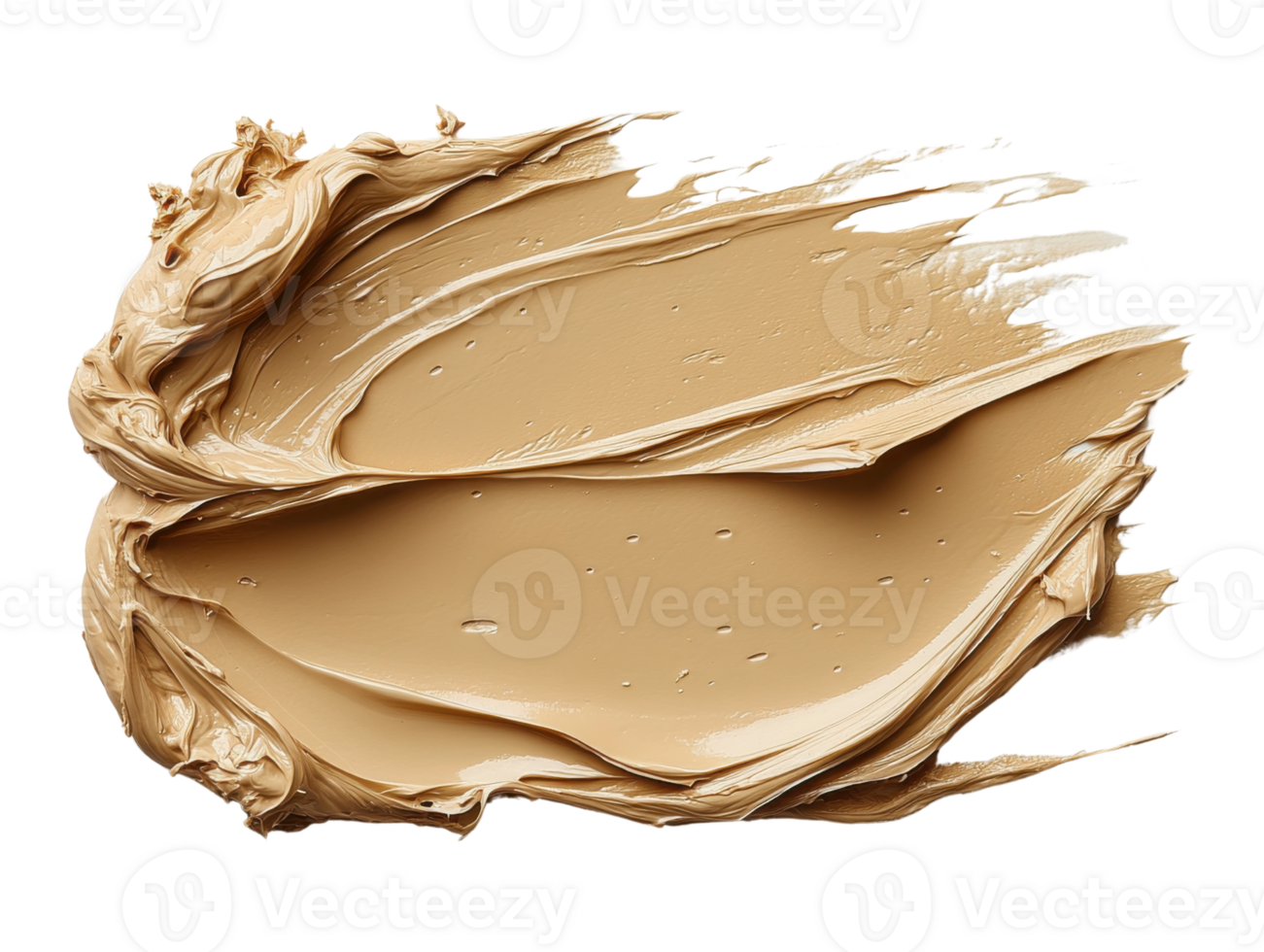 Creamy foundation swatch on transparency background, showcasing smooth texture and warm tone . png
