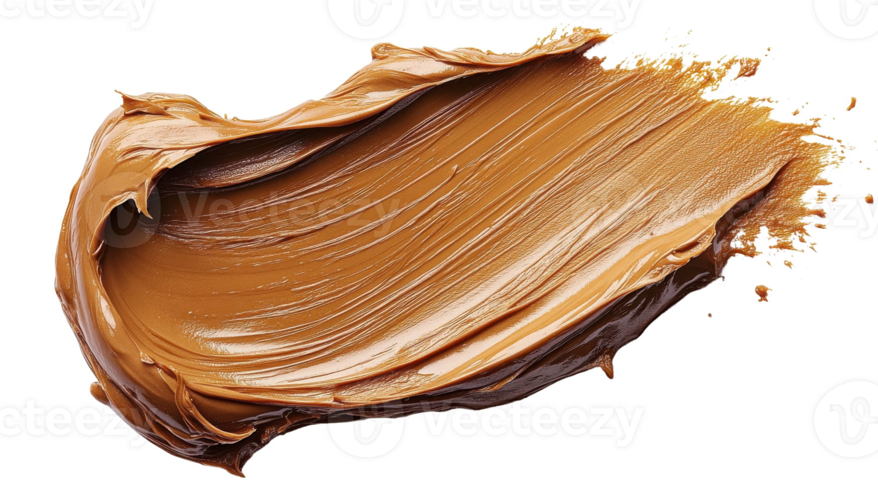 Creamy brown paint stroke on transparency background, ideal for design projects png