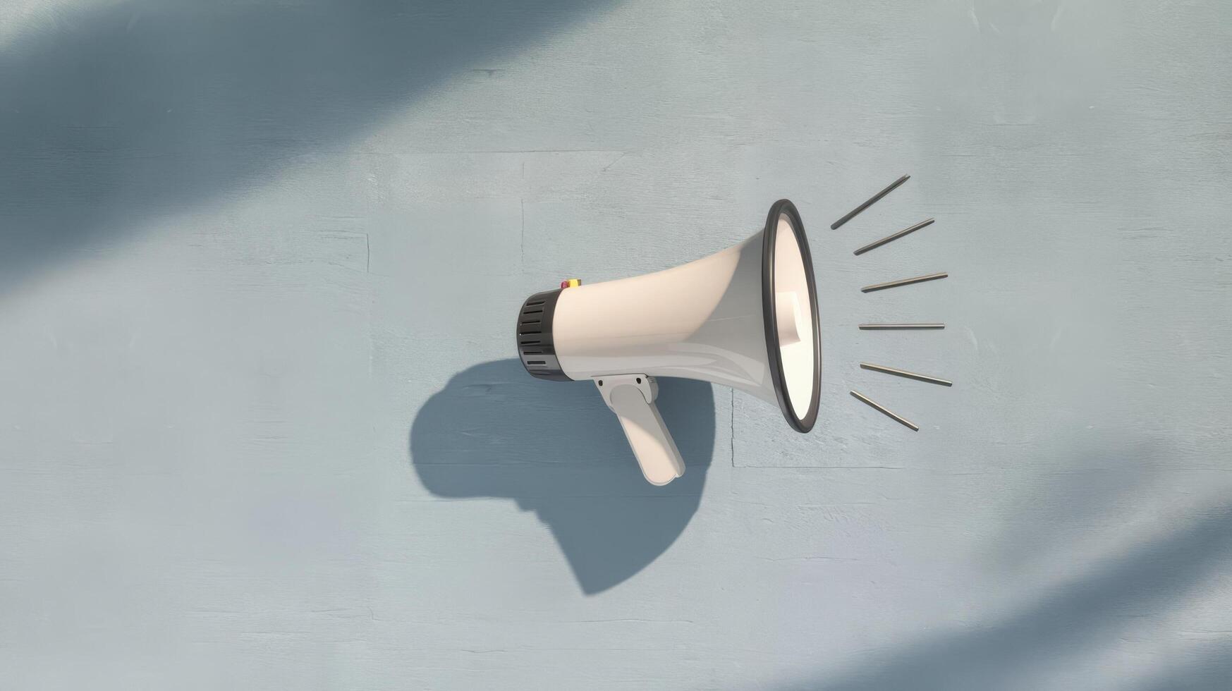 A megaphone on a wall with shadow photo