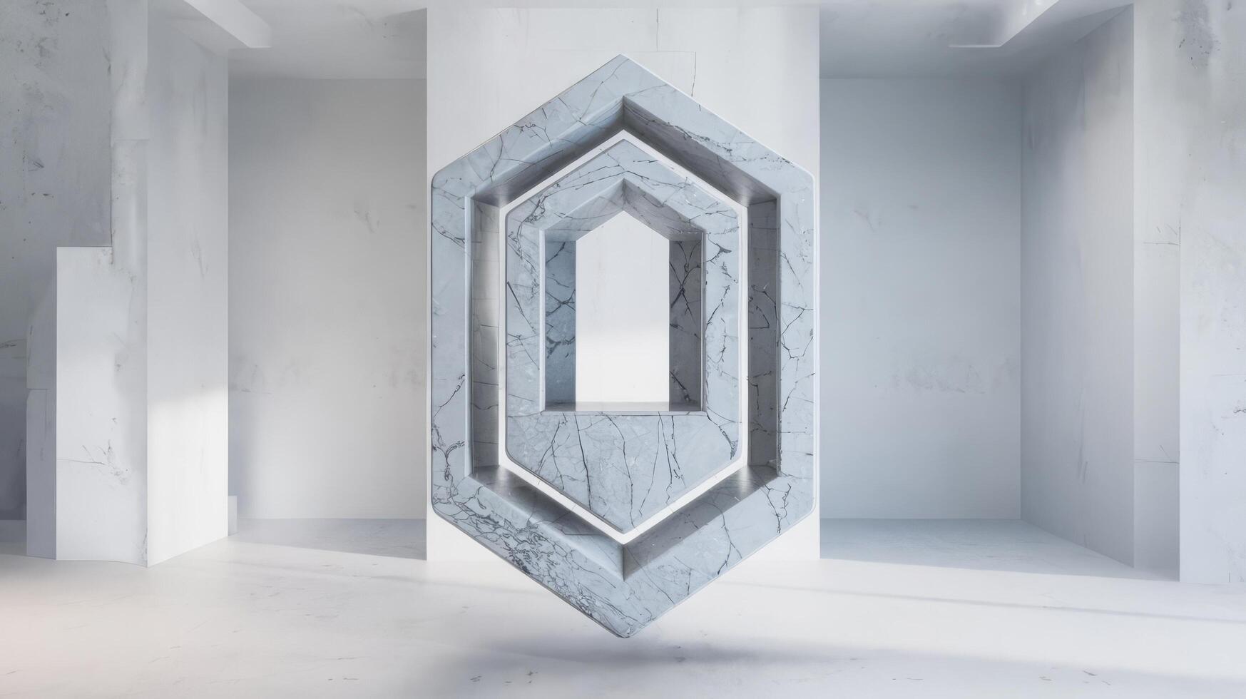 A large white marble object in a room photo