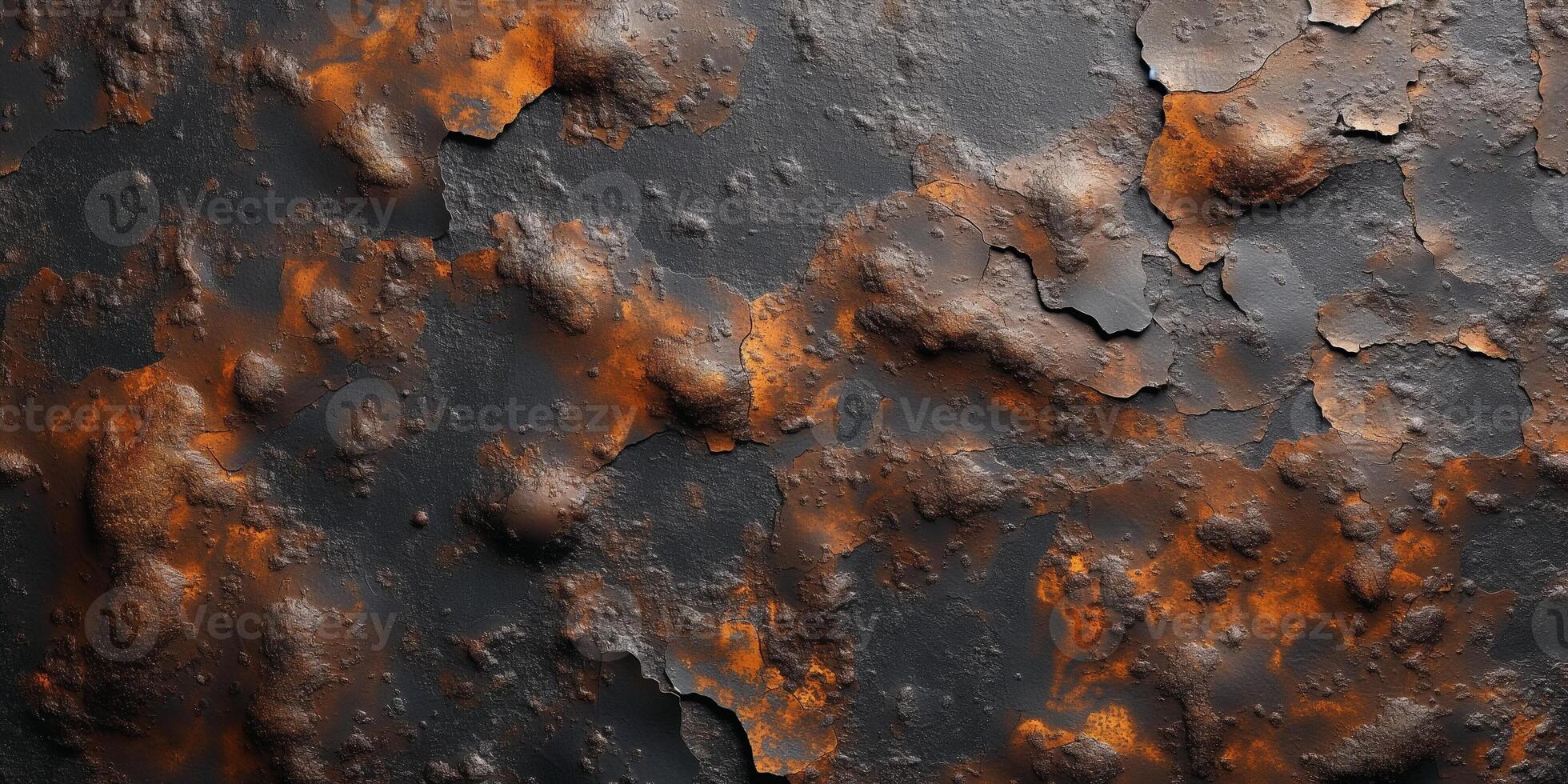 Textured surface with rust and corrosion in shades of black and orange. photo