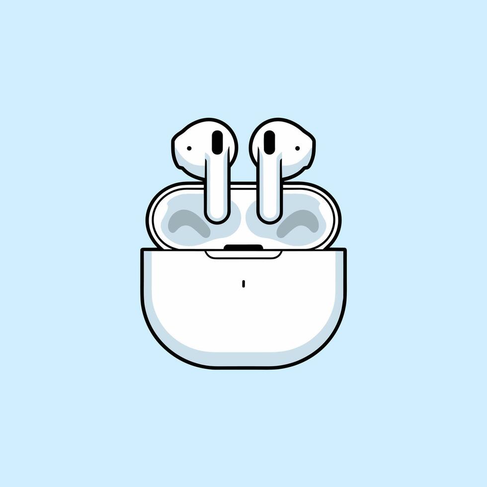 Modern Wireless Earbuds with a Compact Charging Case vector