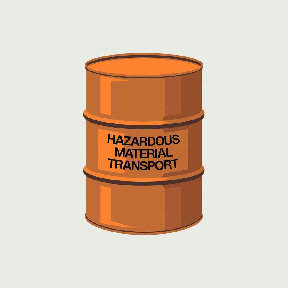 A barrel with the words hazardous material transport on it vector