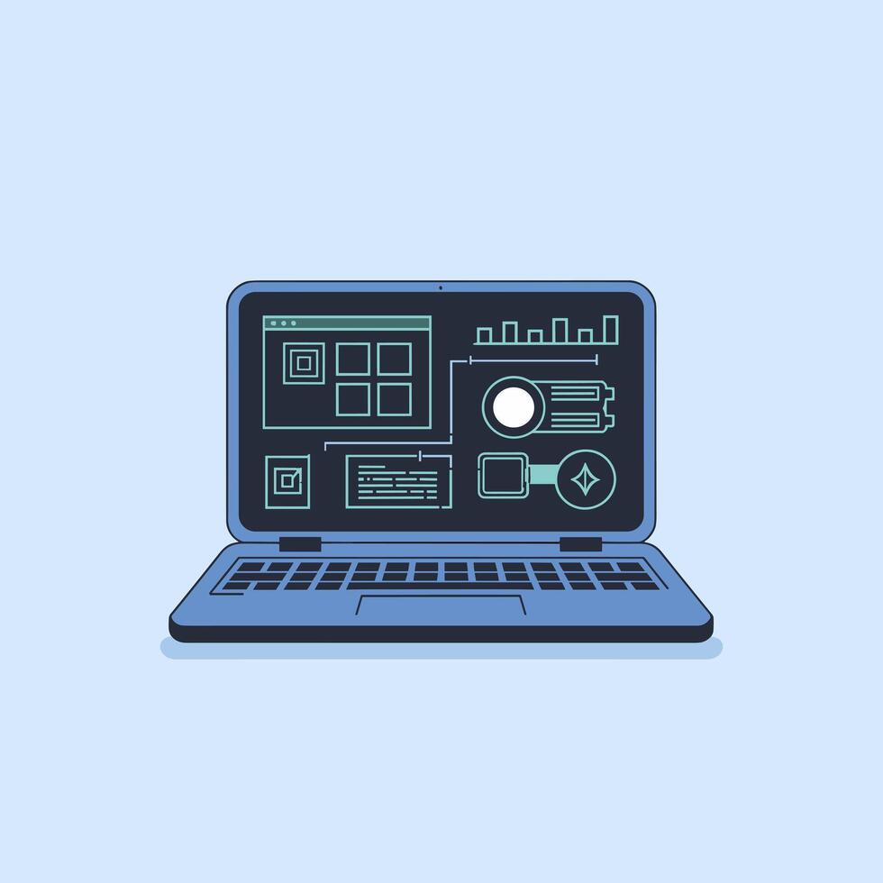 Advanced Technology Interface on a Modern Laptop vector