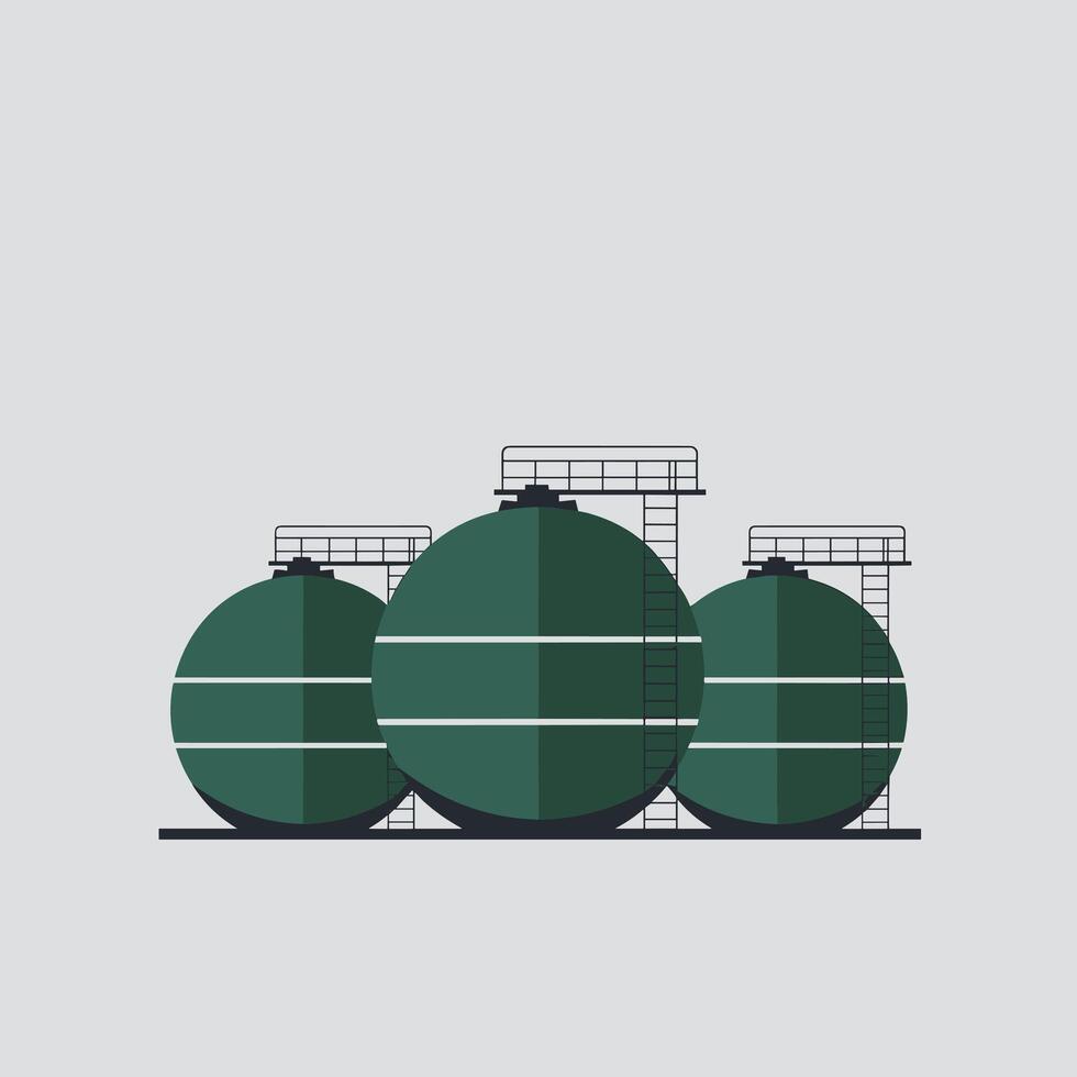 Three green tanks with a ladder on top vector