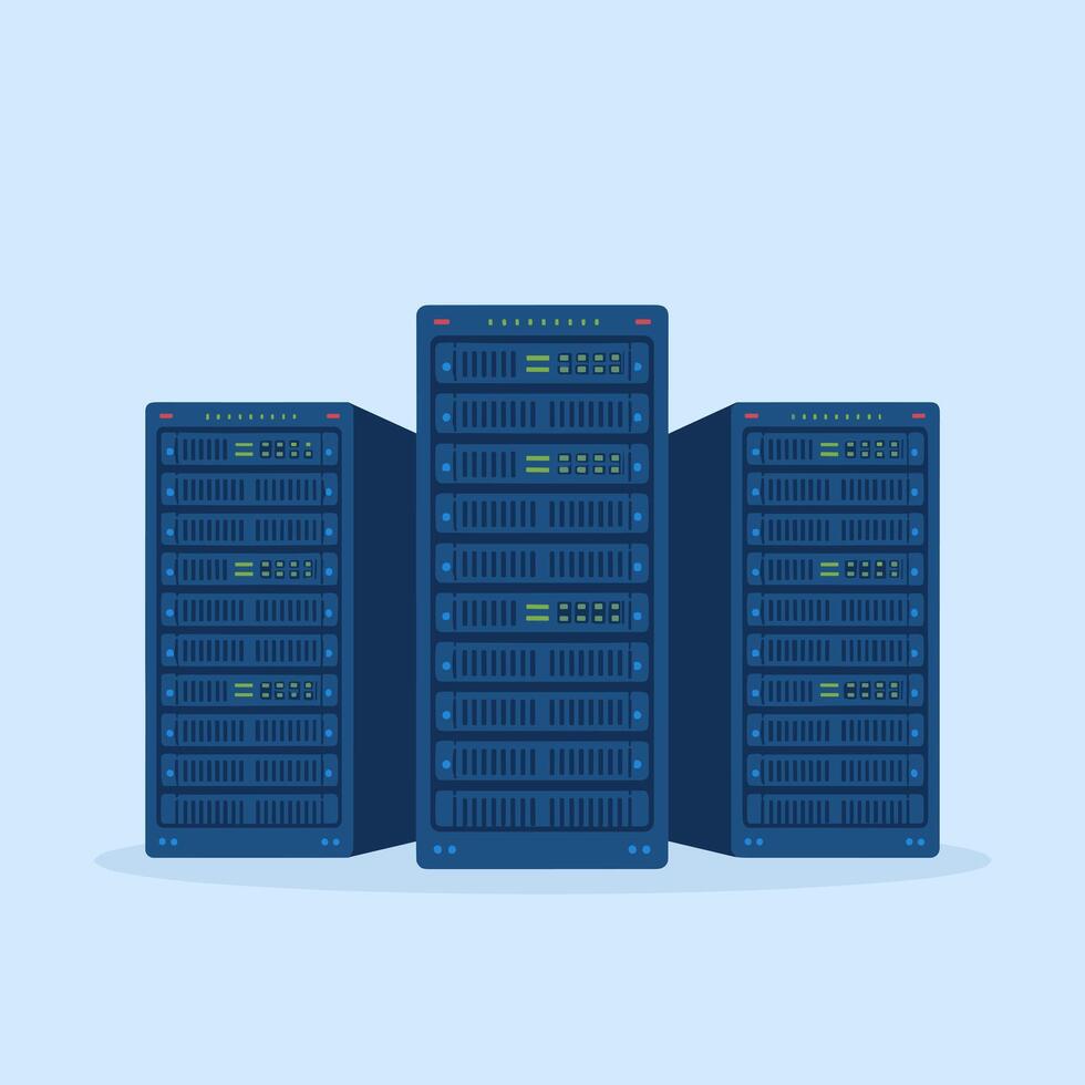 Digital Server Rack Representing Network Infrastructure vector