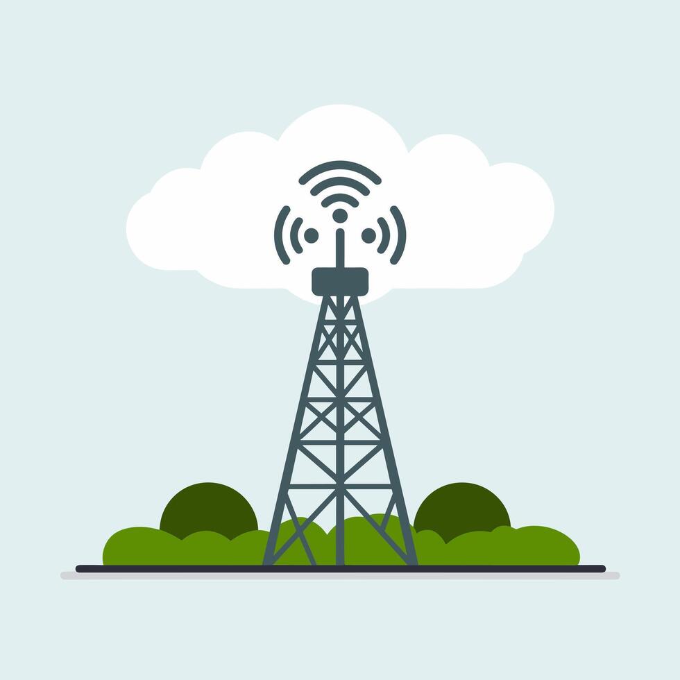 High-Tech 5G Tower Providing Wireless Network Coverage vector