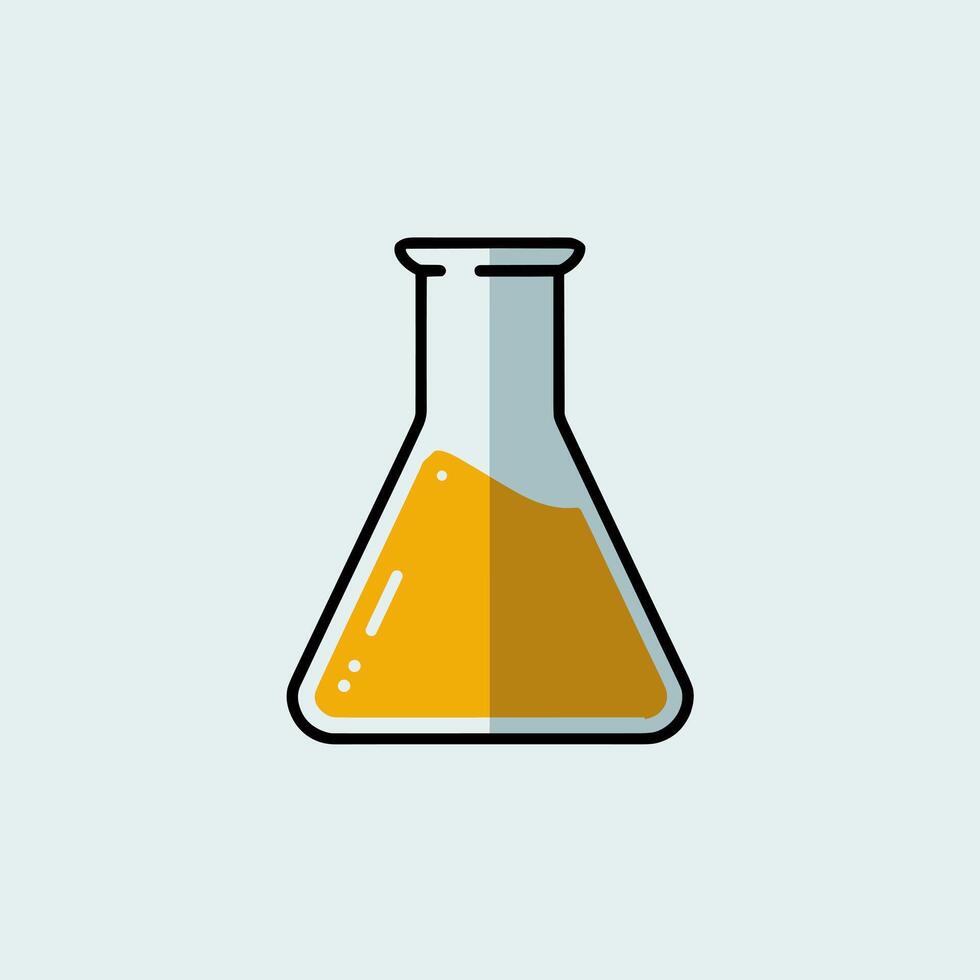 Glass Beaker Marked with Measurements and Filled with Yellow Solution vector