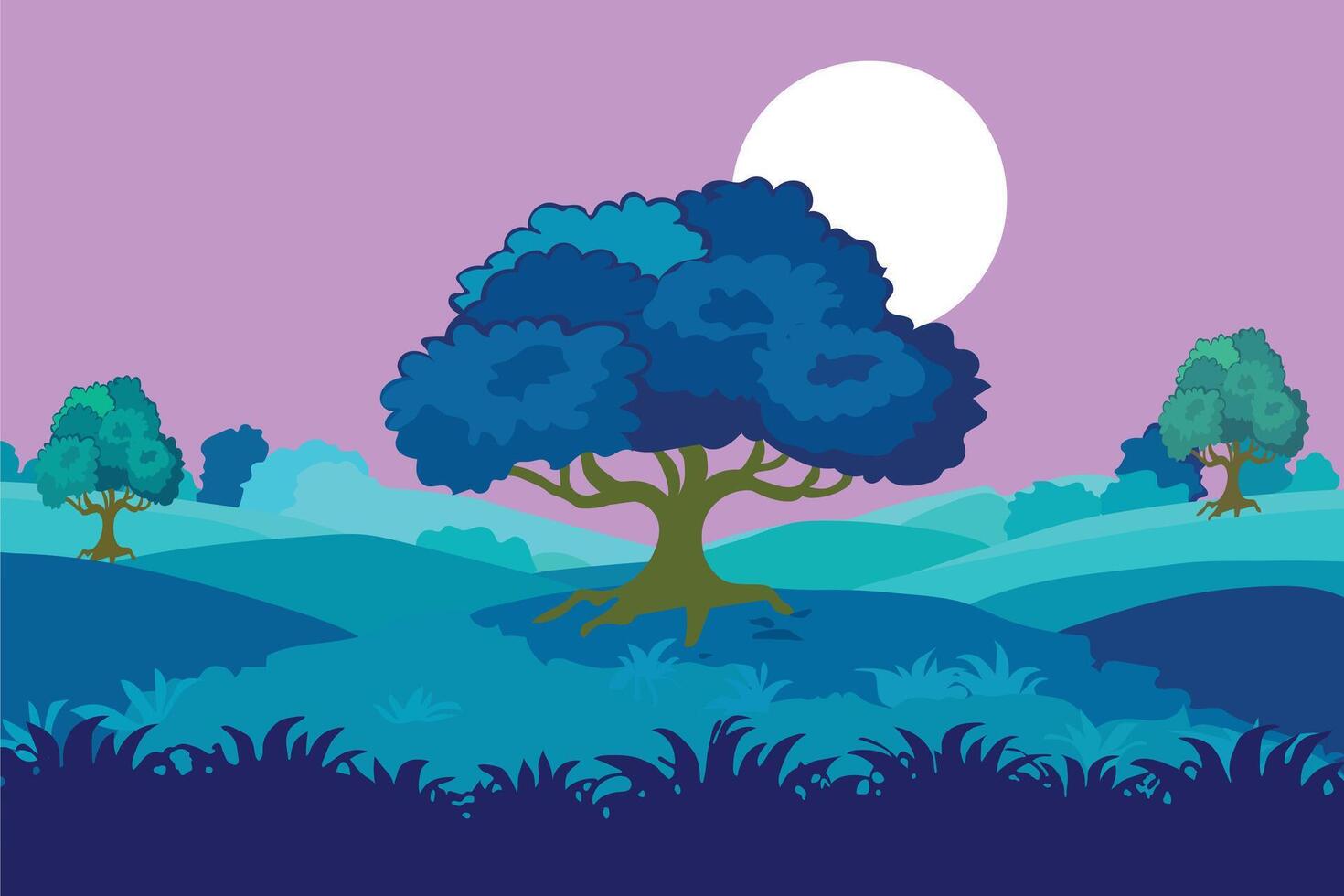 Peaceful Night Landscape vector
