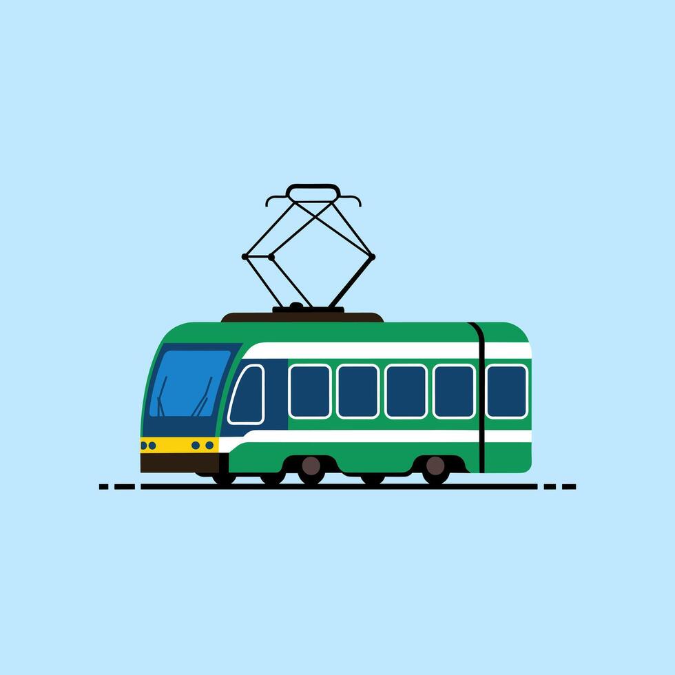 Modern Tram for Efficient Urban Public Transport vector