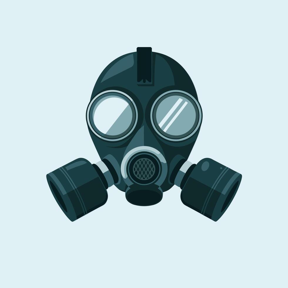 Minimalist Gas Mask Icon on a Solid Blue Background vector