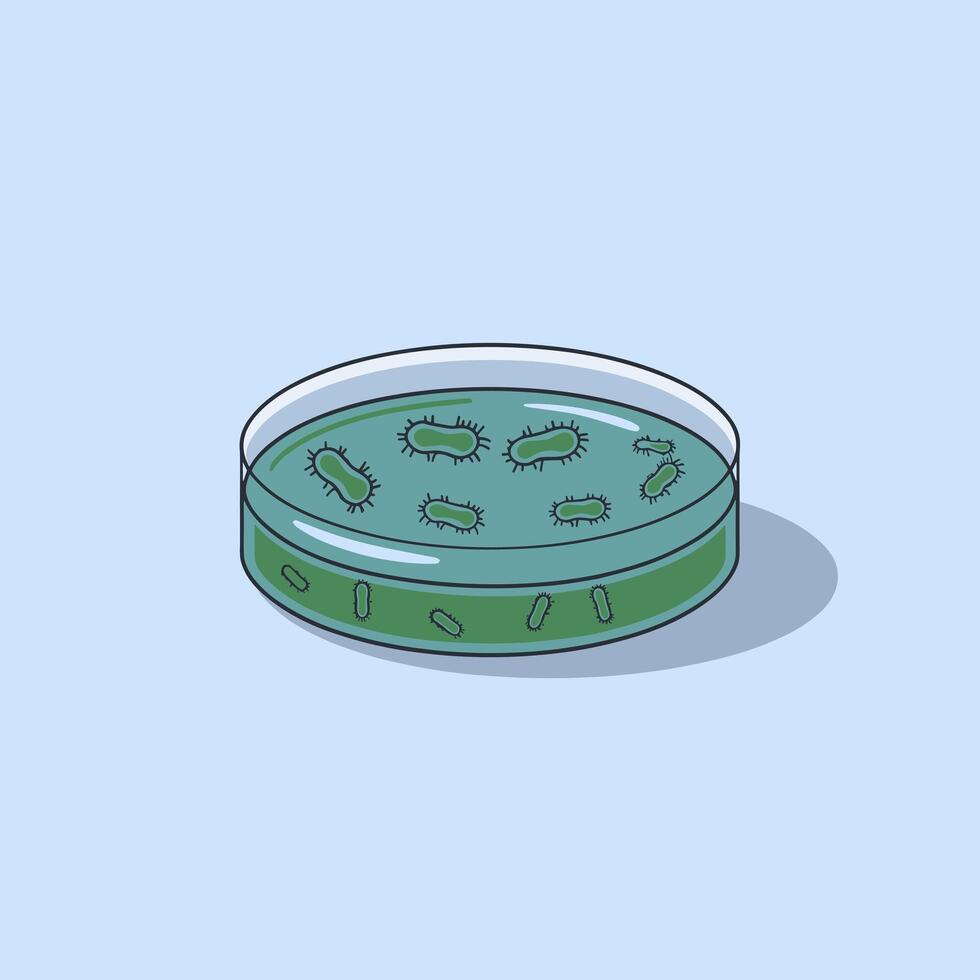 Close-Up of Bacterial Growth Patterns in a Petri Dish vector