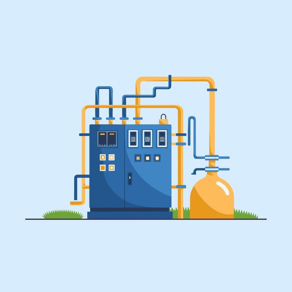 An illustration of a machine that is used to make oil vector