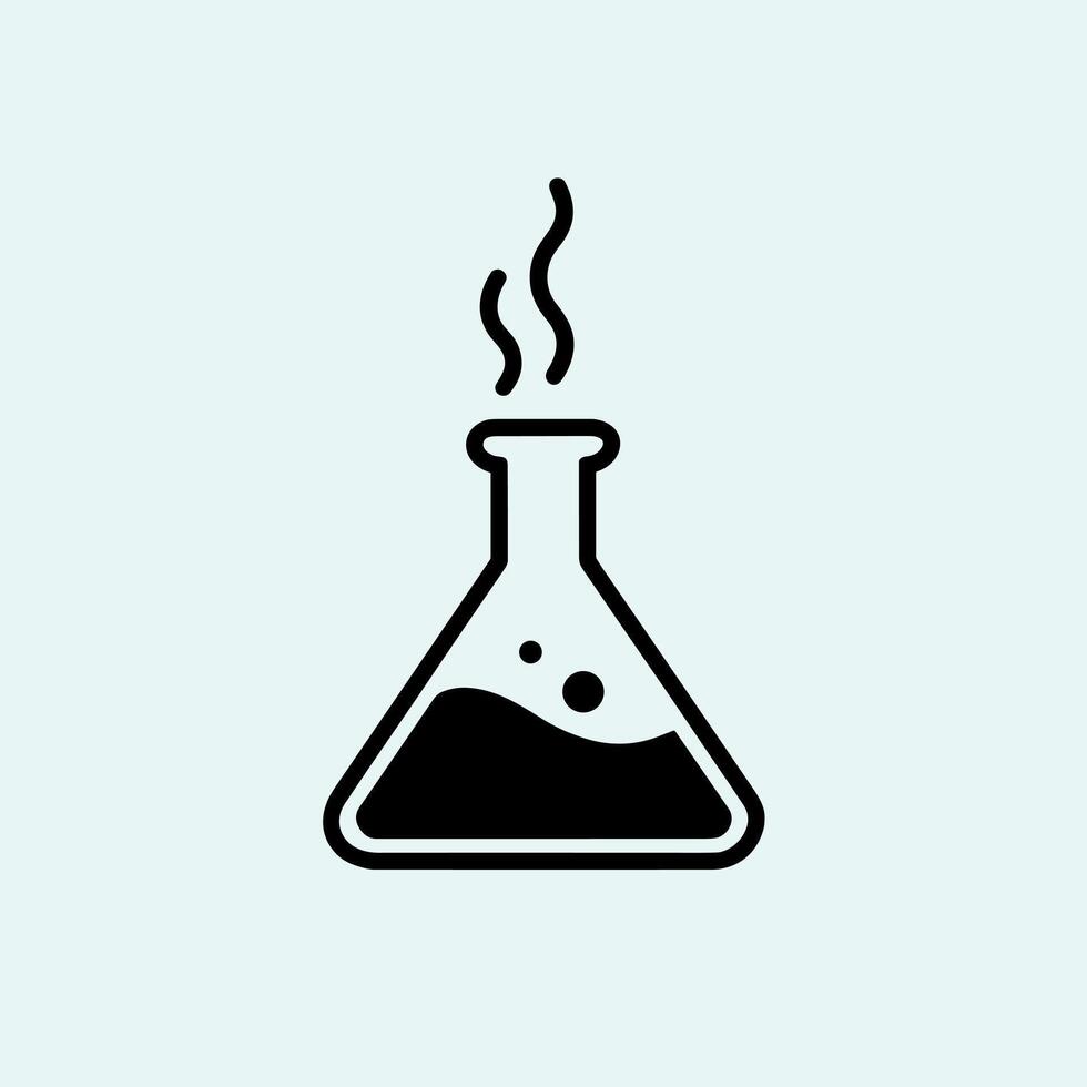 A black and white illustration of a flask with a liquid inside vector