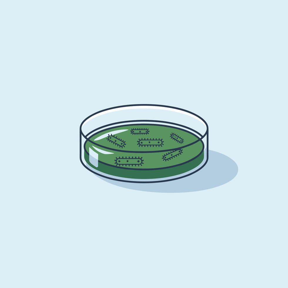 Petri Dish with Growing Bacterial Colonies Under Laboratory Conditions vector