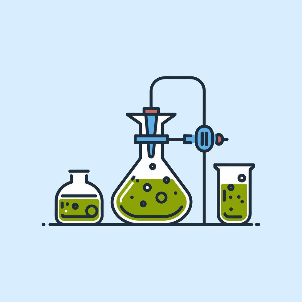 A laboratory with a flask and beaker vector