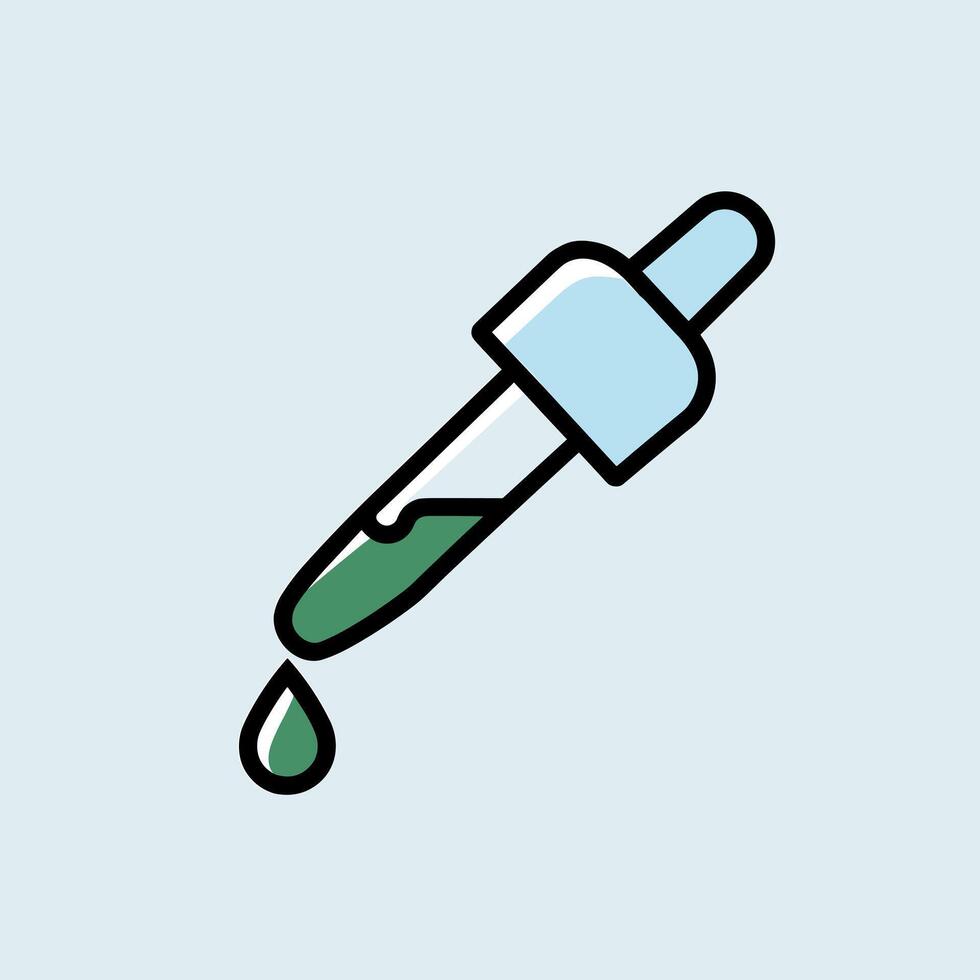 Scientific Glass Pipette with a Suspended Liquid Droplet vector