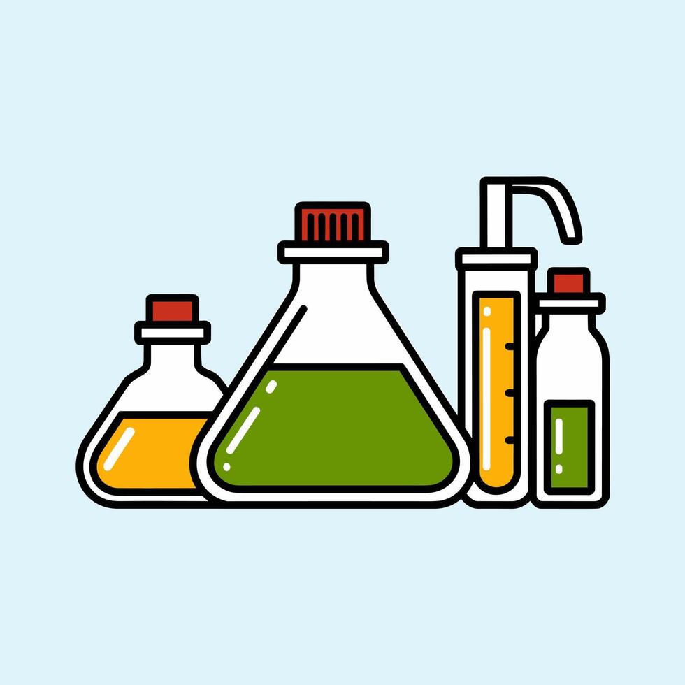 Sealed Chemical Storage Bottles for Industrial and Scientific Use vector