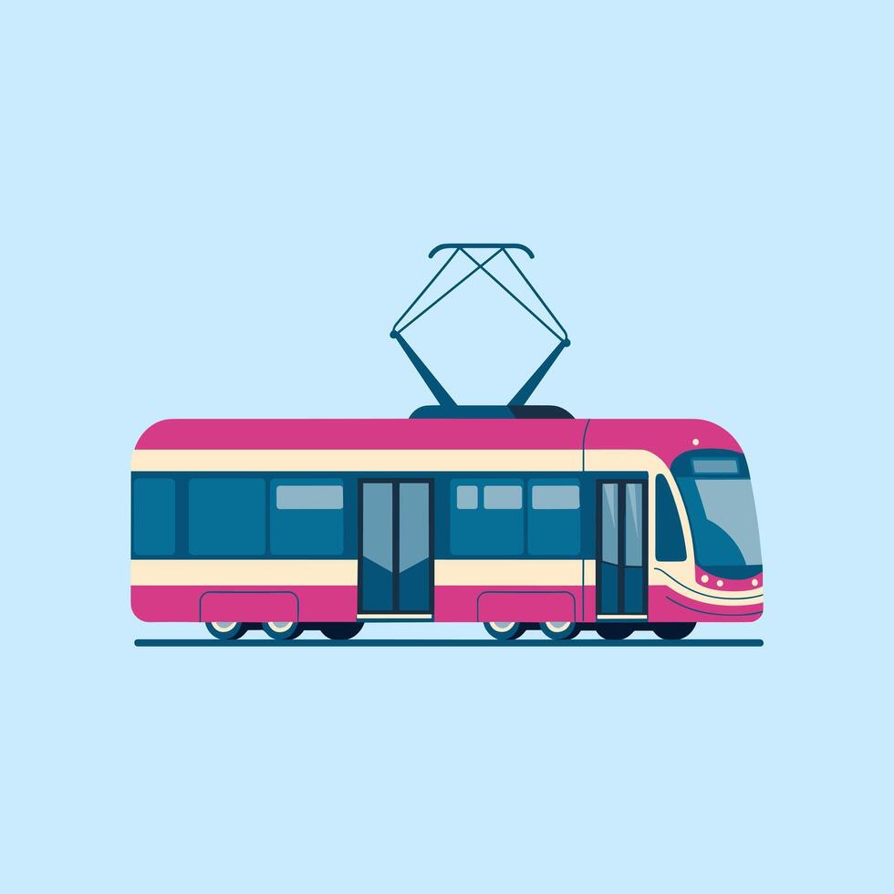 Electric Tram Designed for Smooth and Quiet Travel vector
