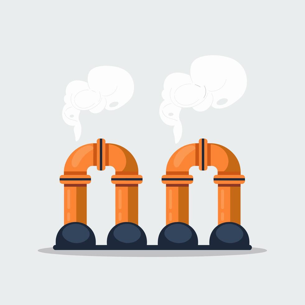 Two pipes with steam coming out of them vector