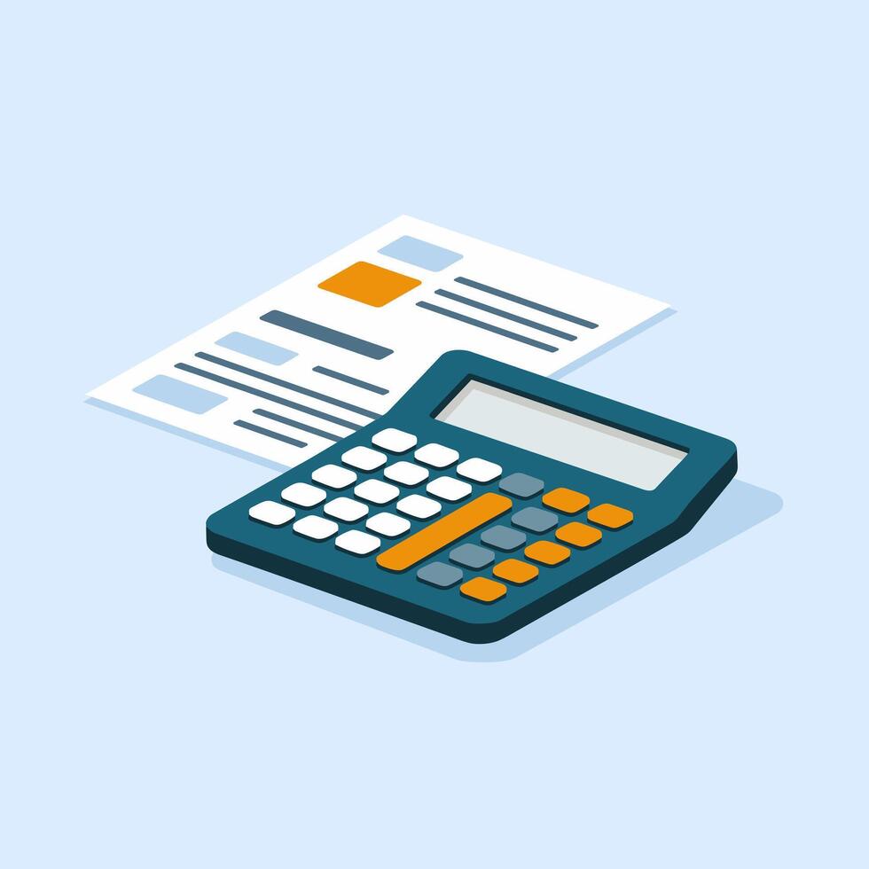 Accounting Essentials Calculator and Financial Documents vector