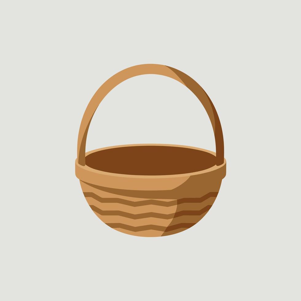 Easter Egg Hunt Basket with Brightly Decorated Eggs vector