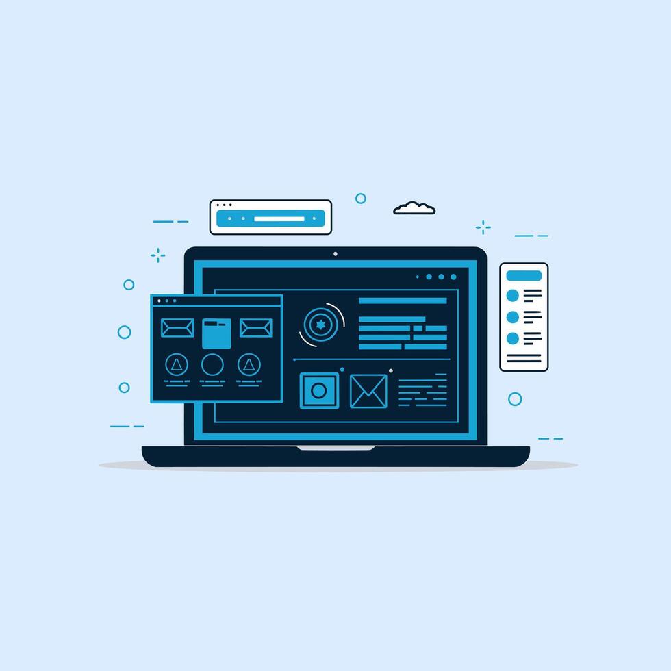 High-Tech Laptop Screen Featuring Digital Innovation vector