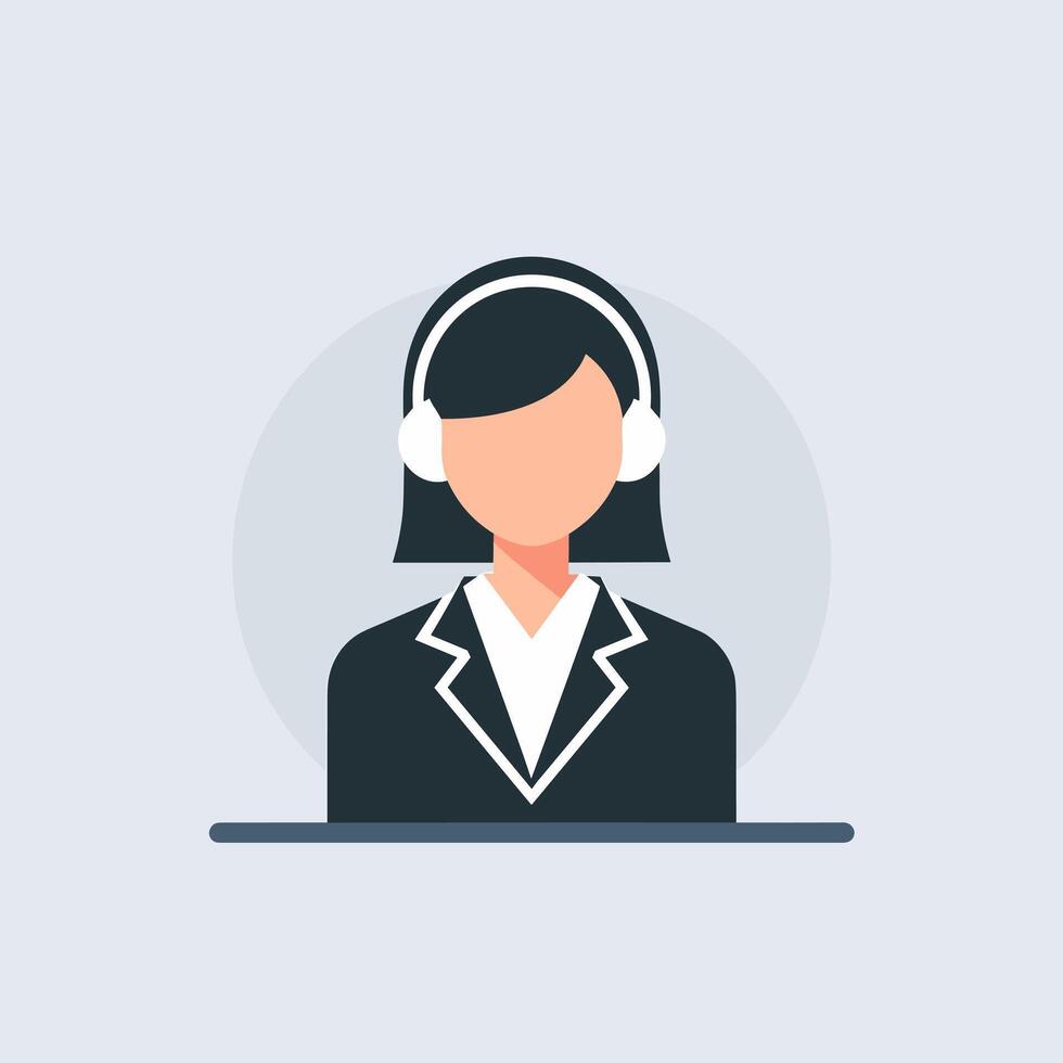 Support Agent with Headset Handling Customer Inquiries vector