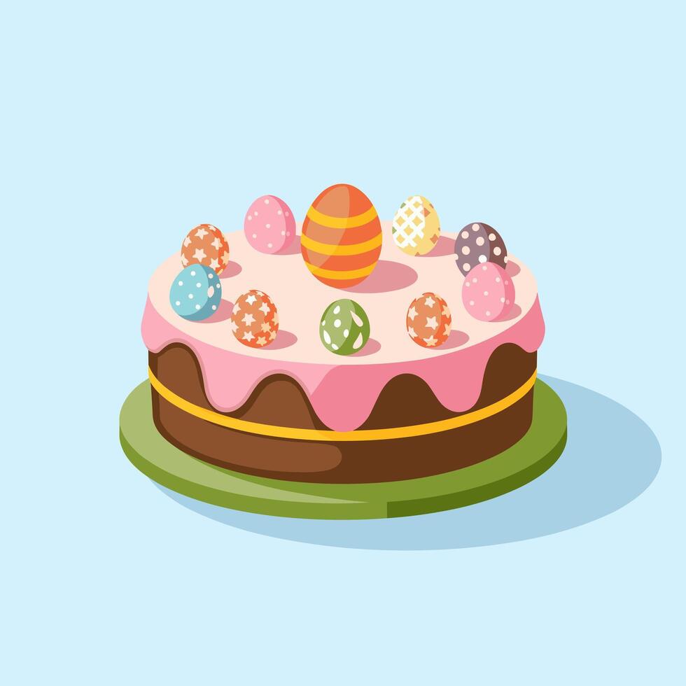 Springtime Easter Cake with Pastel Frosting vector