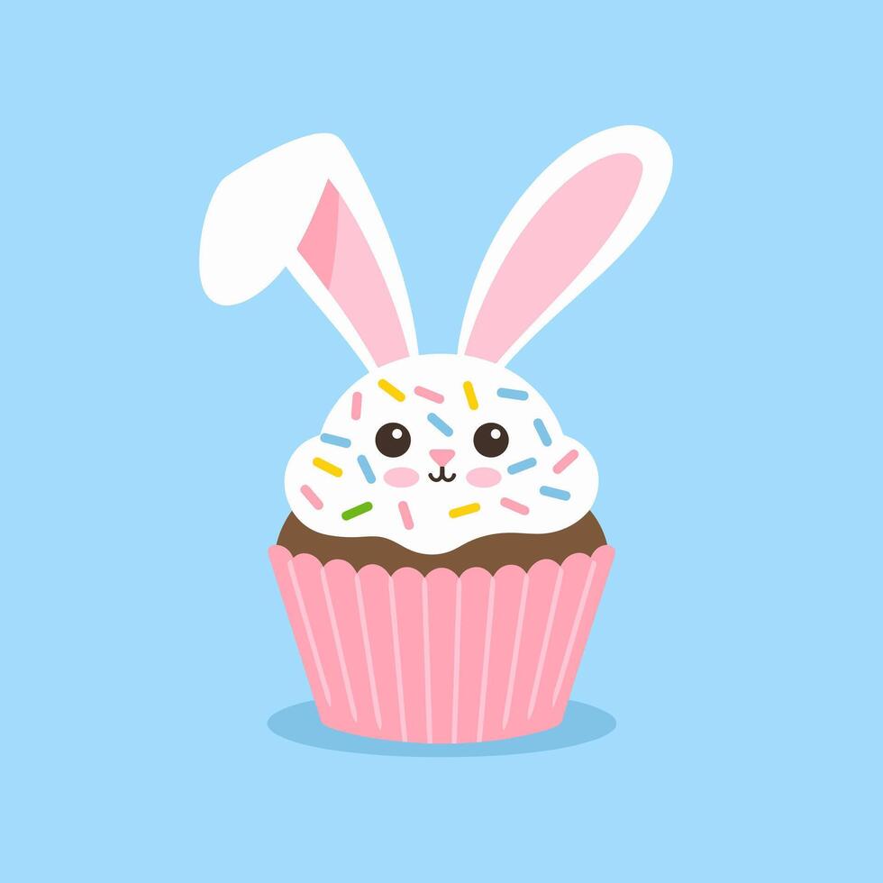 Handcrafted Easter Cupcake with Charming Bunny Ears vector