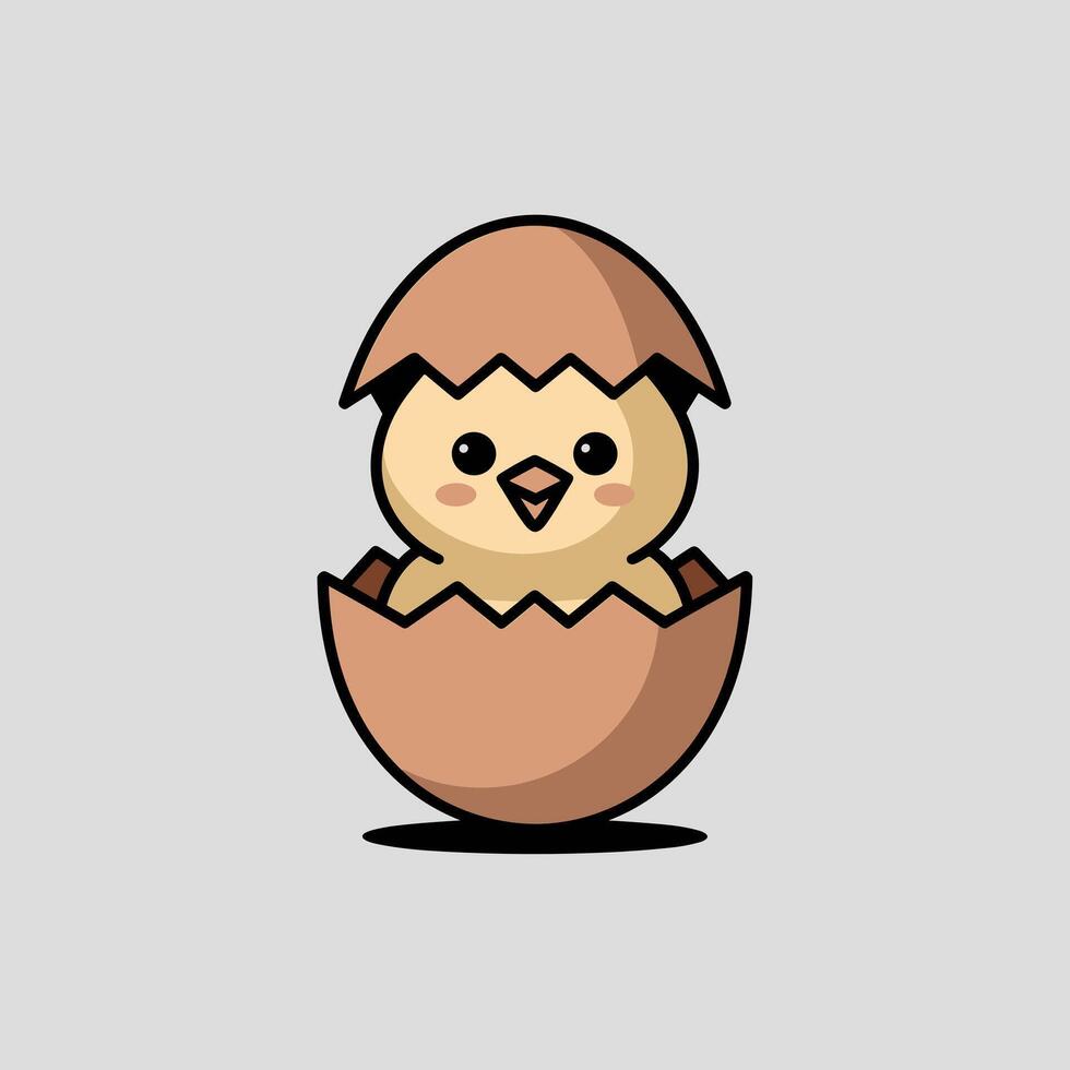 Newborn Chick Emerging from a Cracked Egg vector