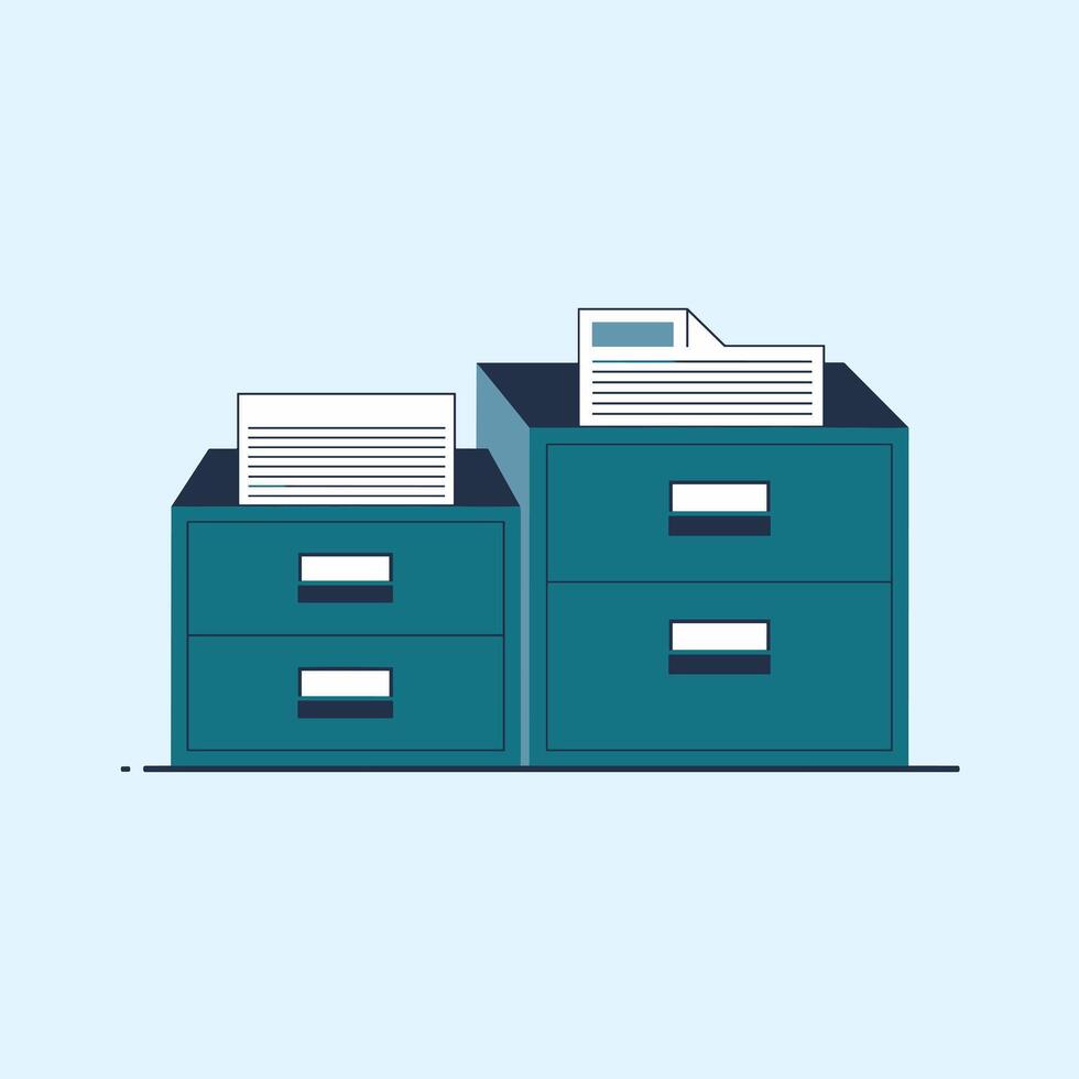 Corporate Document Management in a Filing Cabinet vector