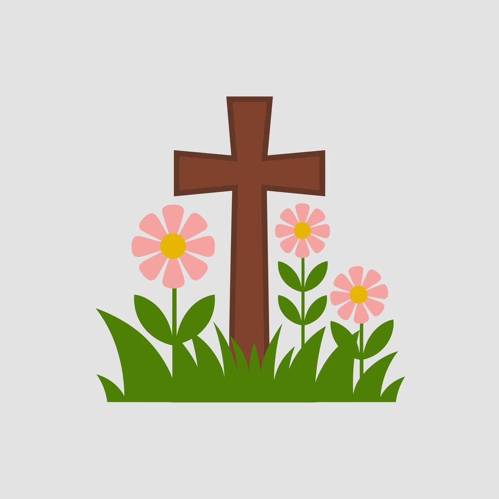 Floral-Adorned Easter Cross Symbolizing Renewal vector