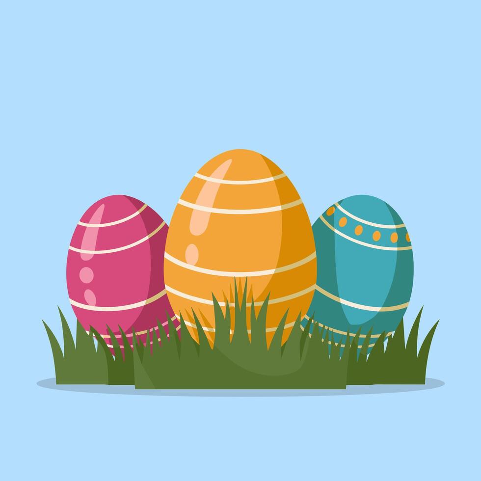 Colorful Easter Eggs Nestled in Green Grass vector