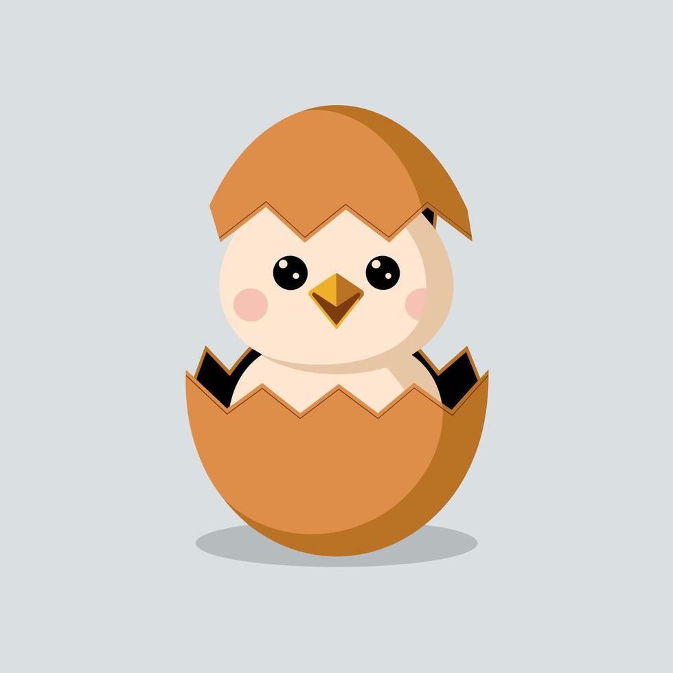 Cute Easter Chick Hatching from an Eggshell vector