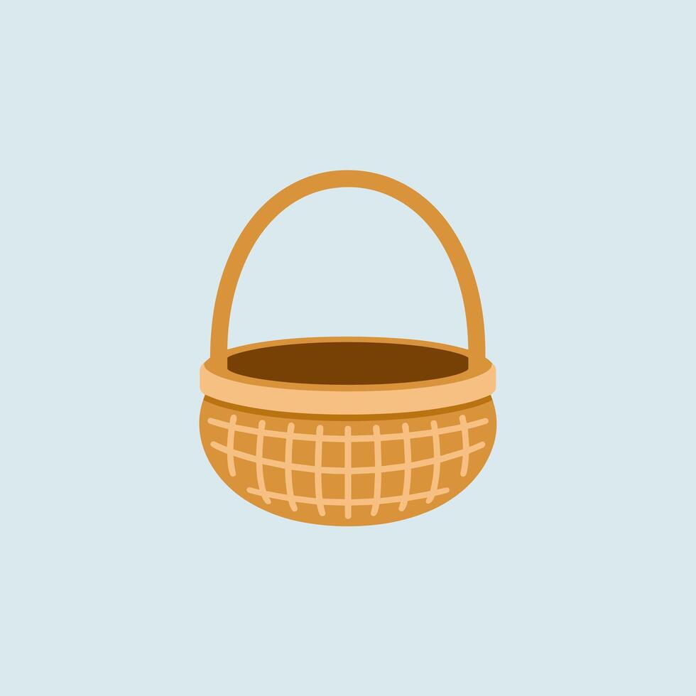 Charming Wicker Basket Full of Painted Easter EggsCharming Wicker Basket Full of Painted Easter Eggs vector