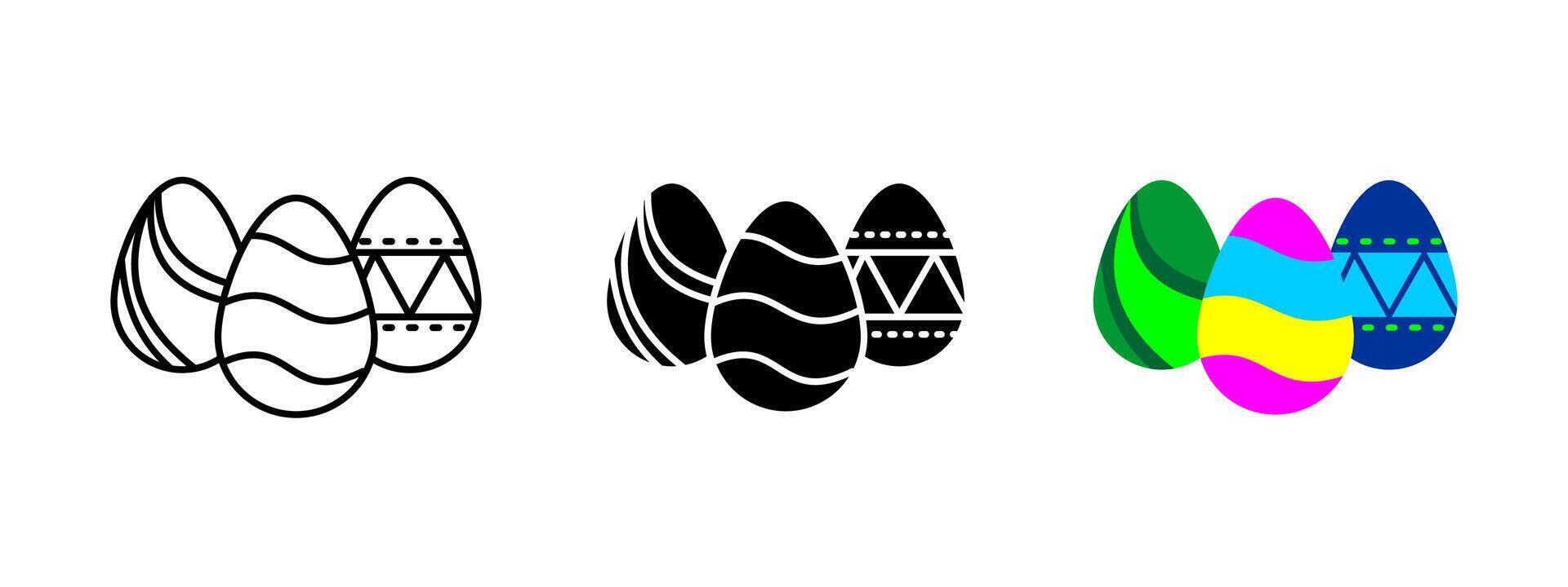 Easter egg icon. Decorative painted eggs with festive patterns illustration. Traditional Christian holiday symbol for spring celebration. Colorful seasonal ornament concept. vector