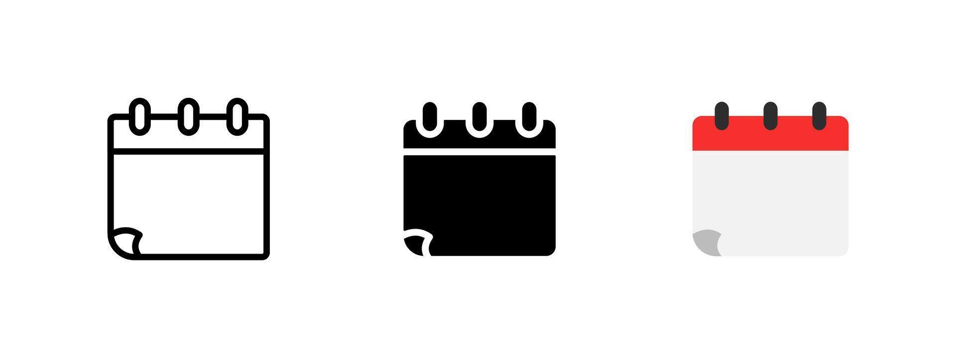 Calendar icon. Blank calendar page illustration. Simple date reminder symbol for scheduling events and planning tasks. Office organizer and time management concept. vector