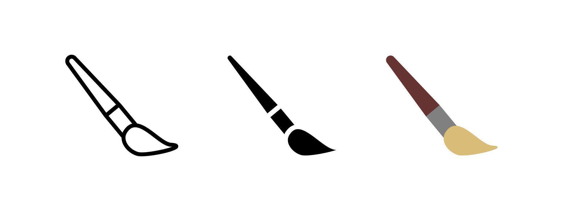 Paintbrush icon. Artistic tool for painting and drawing illustration. Creative design element symbol. Art and craft supply pictogram. vector
