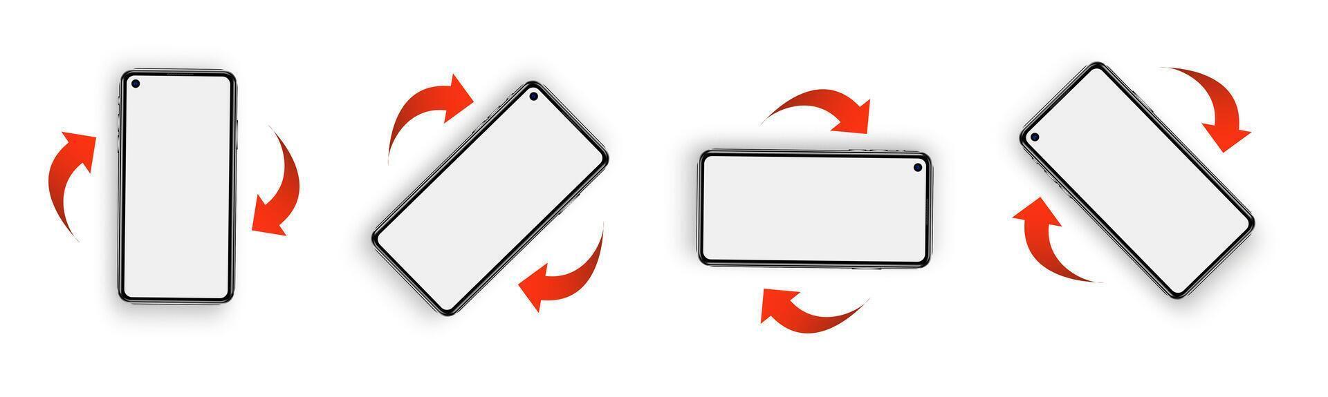 Rotate smartphone. Rotate Mobile phone. Device rotation symbol. vector