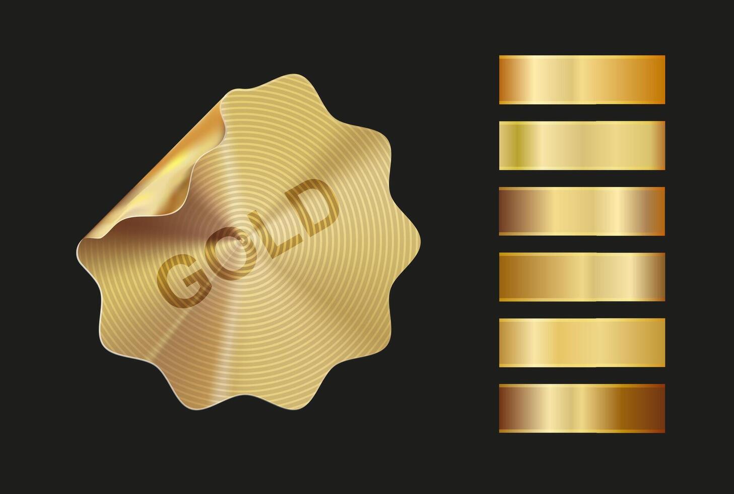 Holographic, silver, bronze and golden foil texture background set. Gold hologram metallic gradient collection. graphic iridescent. vector