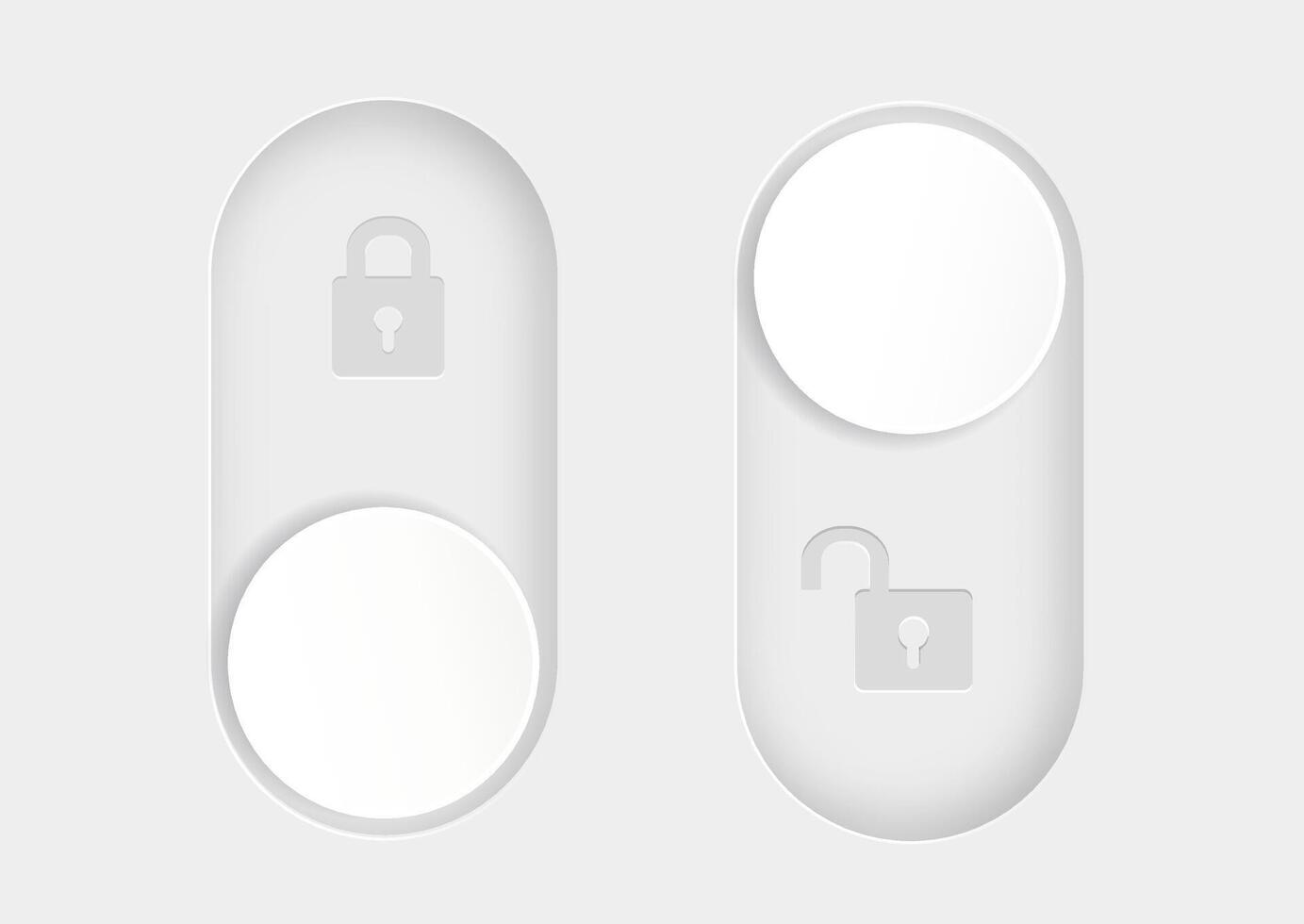 blocked and unlocked toggle switch buttons. Material design switch buttons set. vector