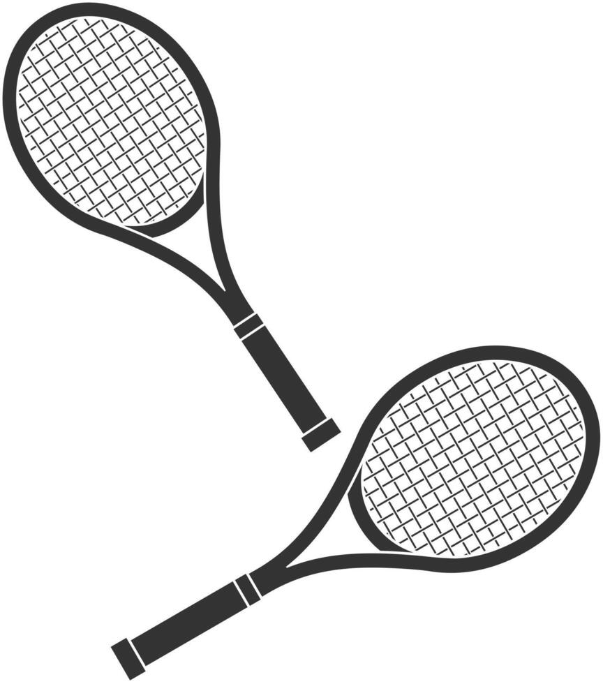 Simple Black And White Illustration Of Two Tennis Rackets vector
