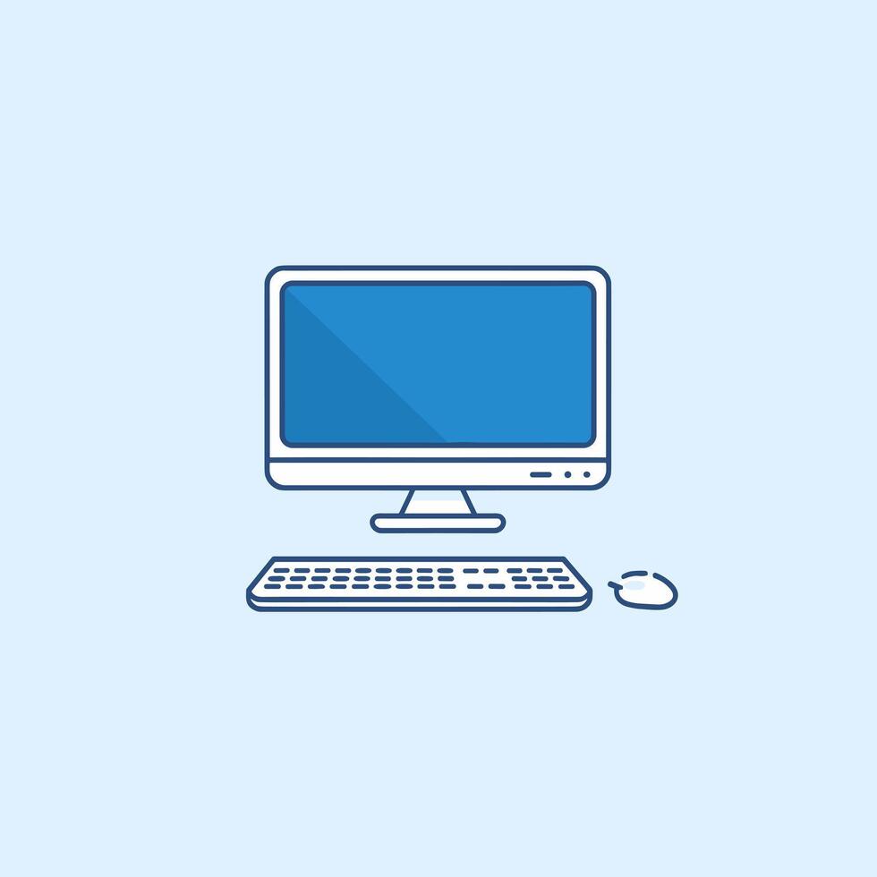 Minimalist Computer Monitor and Keyboard Illustration vector