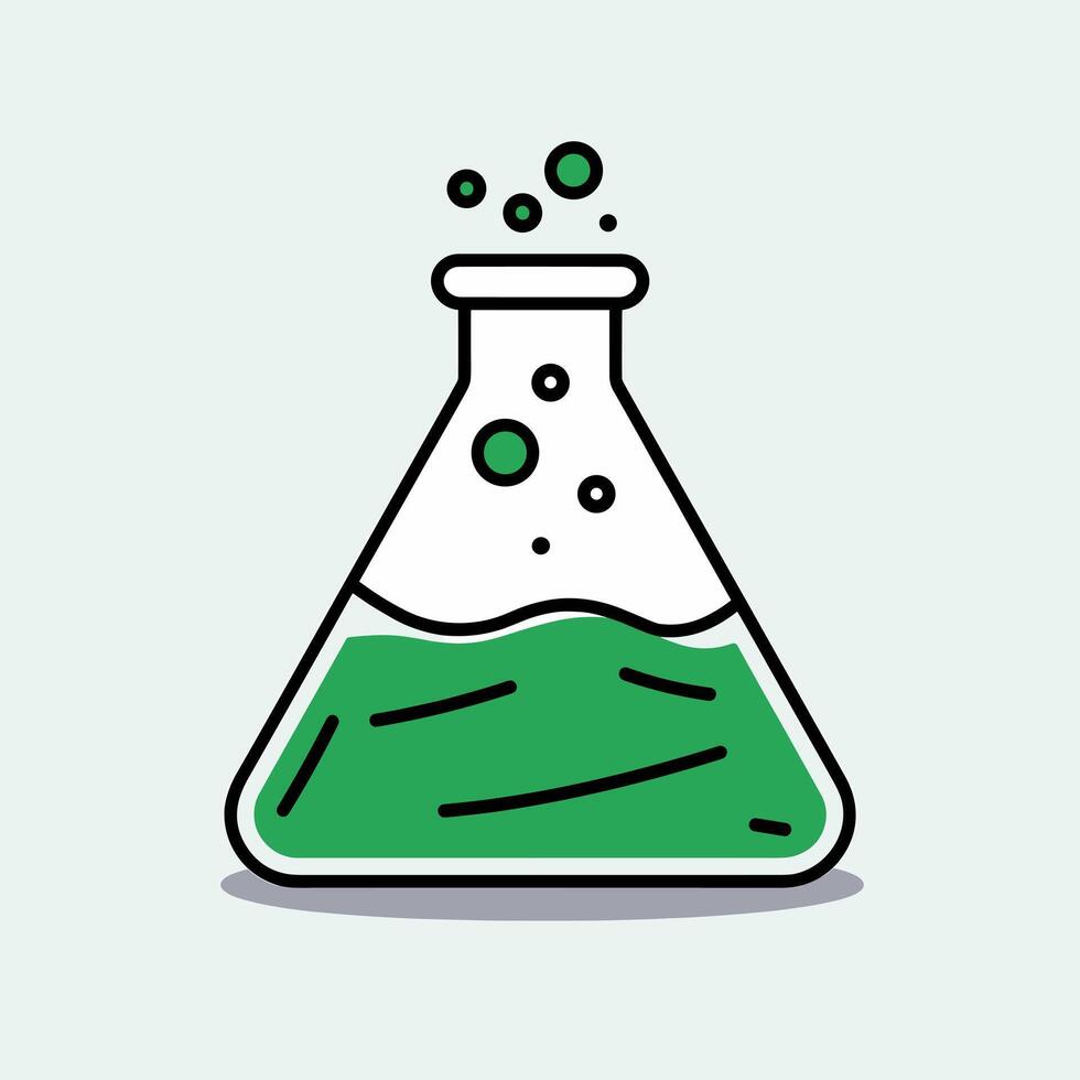 A green liquid in a flask icon vector