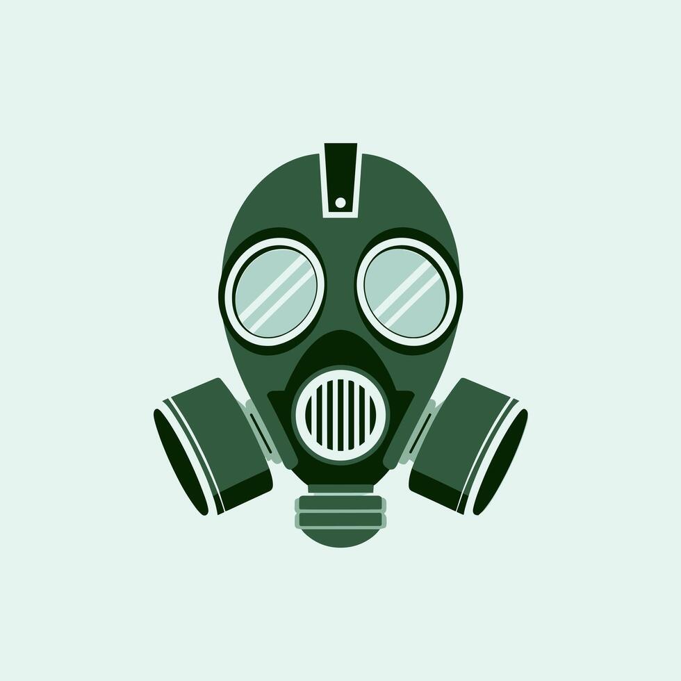 A gas mask icon on a green background vector
